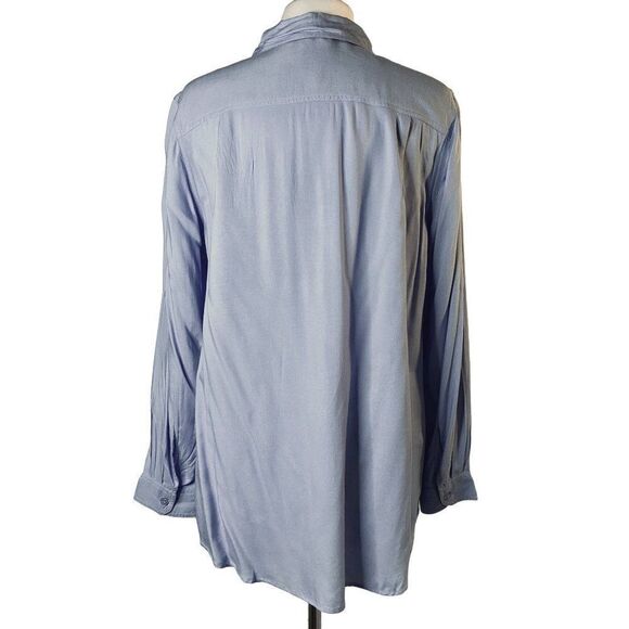 Woman Within Generously Sized Blue Rayon LS Button Front Shirt Blouse 14/16M NEW - Picture 4 of 6